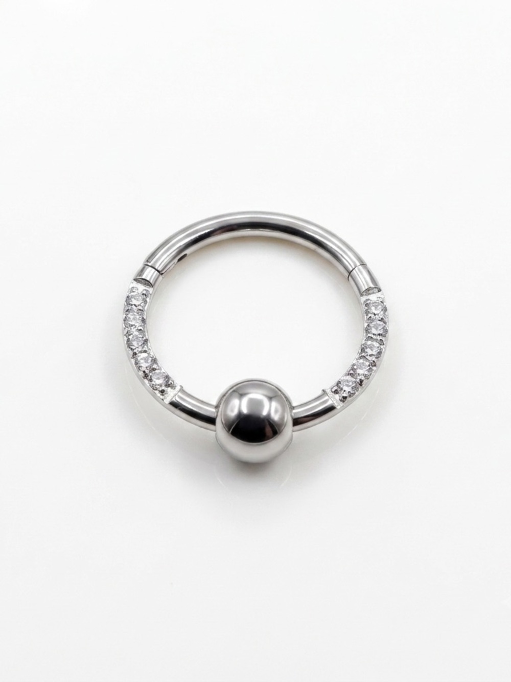 16g 3/8" CZ Captive Bead Segment Ring Clicker Septum Daith Helix Piercing Hoop